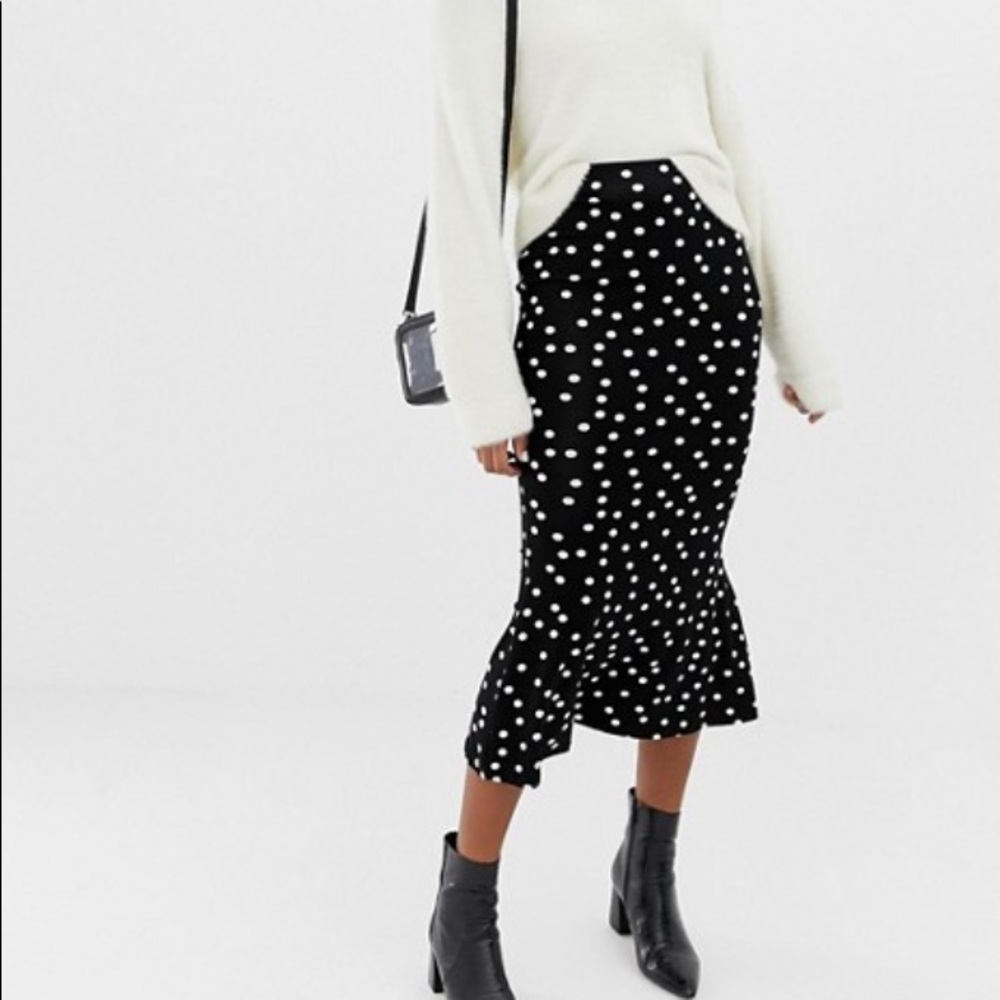ASOS DESIGN midi skirt with kickflare in polka dot